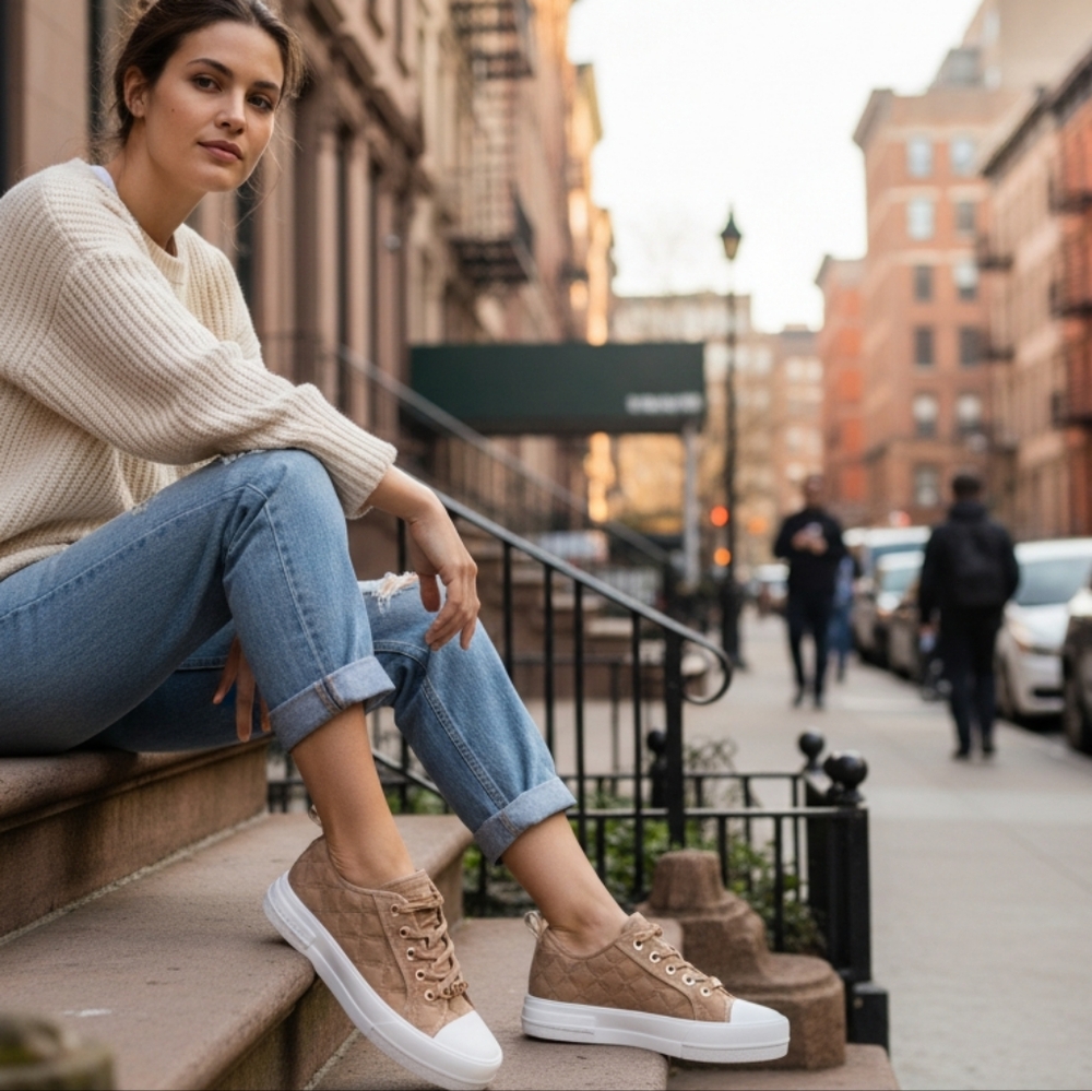 MICHAEL Michael Kors Evy Empire Logo Embossed Suede Sneaker Women's Size 7. - Picture 6 of 8